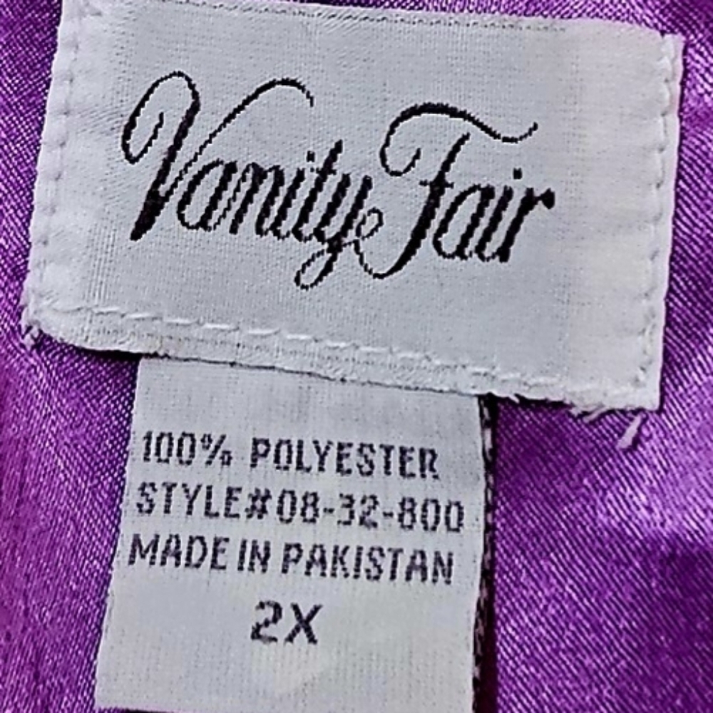 Vanity Fair Purple Floral Robe & Nightgown Set 2X Plus Size Lounge Sleepwear EUC - Picture 8 of 9